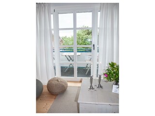 Blick zum Balkon