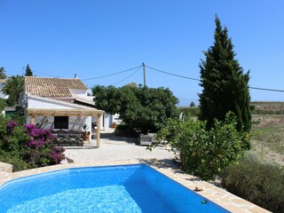The finca has a private pool with beautiful views