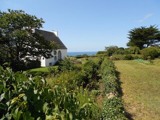 Ferienhaus mit Meerblick umgeben von Feldern