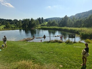 Bathing lake Sankt Englmar a fresh bath in summer