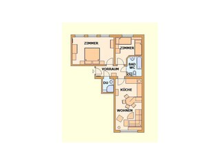 Grundriß der Wohnung für 4 Personen