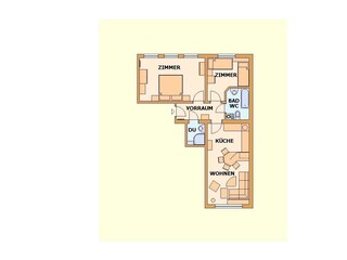 Grundriss der Wohnung für 4 Personen