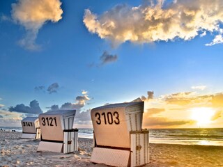reservierter Strandkorb direkt an der Wasserreihe