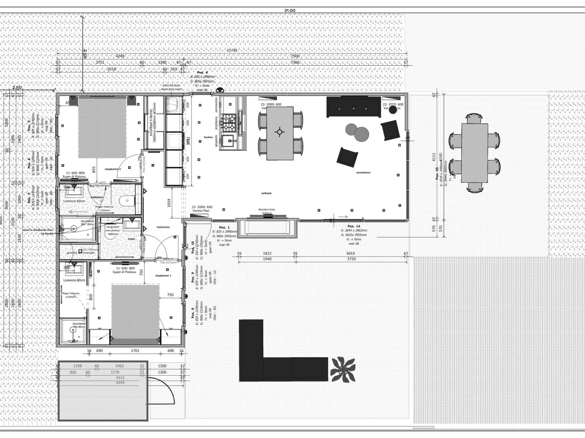 Grundriss mit Terrassen