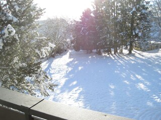 Der Blick vom Balkon im Winter
