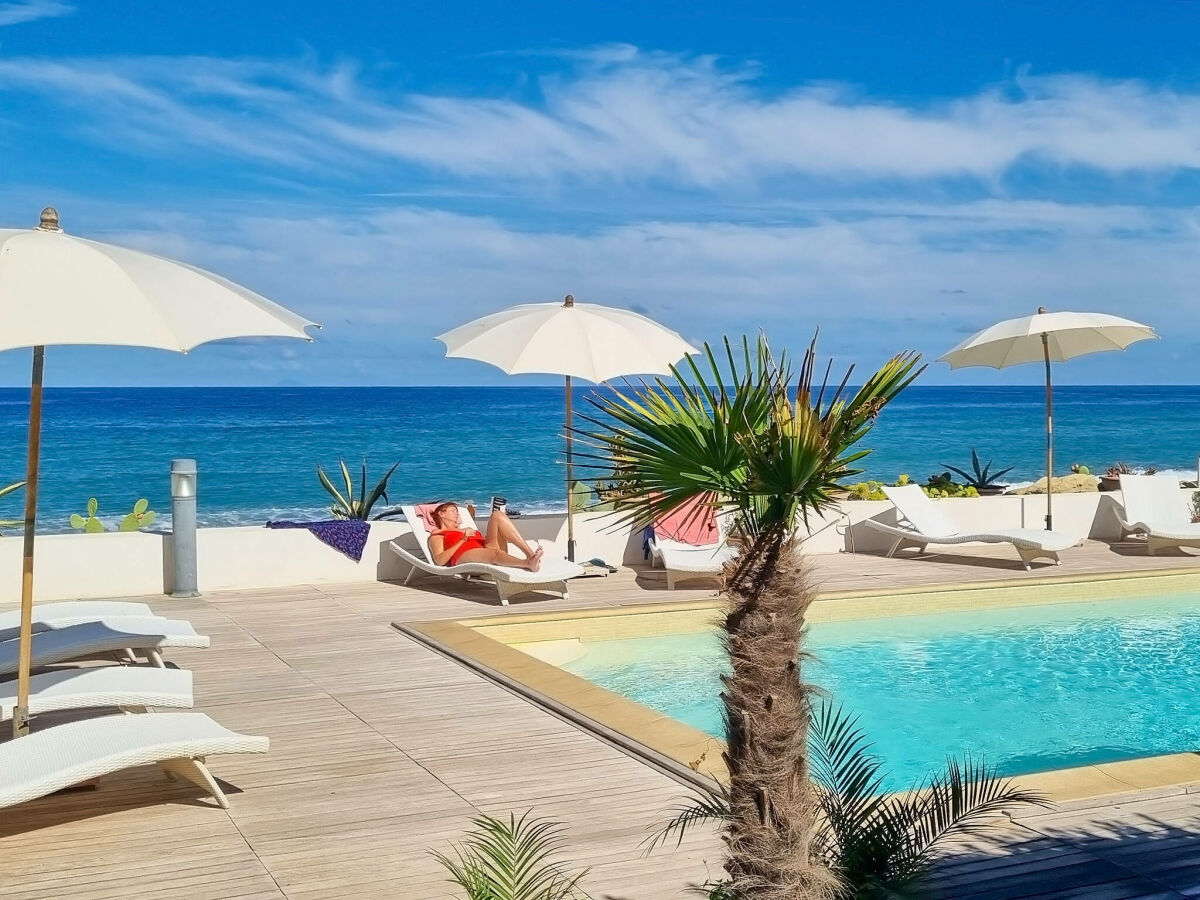 The pool of the vacation apartment with sea view