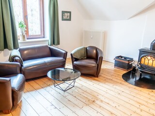 Living room with wood-burning stove