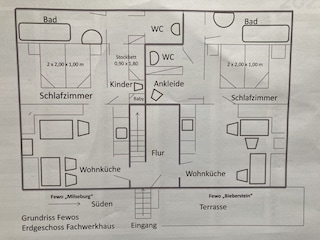 Grundriss Erdgeschoss Ferienhaus
