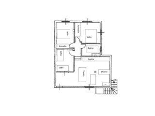 Apartment floor plan and main furniture