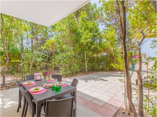 Veranda with dining table