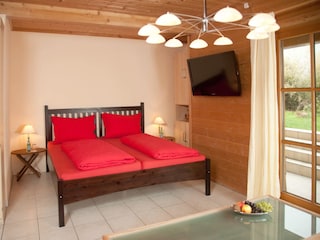 Helles Wohn-u. Schlafzimmer mit TV & Radio, Bergblick