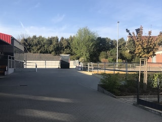 Angrenzender Außenbereich mit kleiner Reitanlage