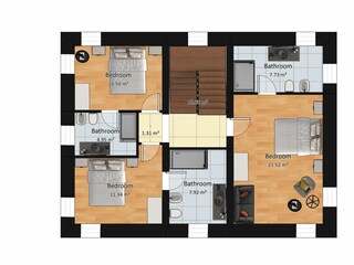 Villa Mogliano Grondplan 70