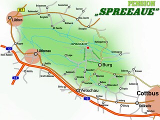 Location map Spreewald Pension Spreeaue