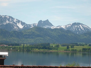 Blick auf den Hopfensee und Berge