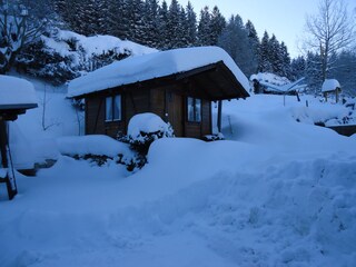 Gartenhaus im Winter