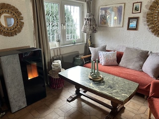 Wohnzimmer, Pelletofen