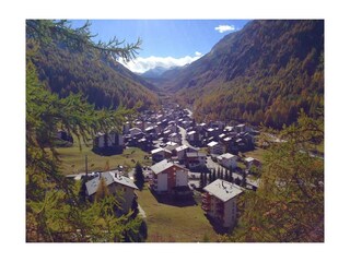 Dorf Saas-Almagell im Herbst