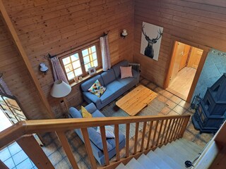 Blick vom Dachwinkel aufs Wohnzimmer