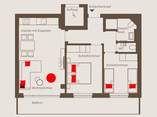 Grundriss Appartement Entschenkopf - DAS STILLACH