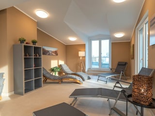 Wellnessbereich im Dachgeschoss des Hauses