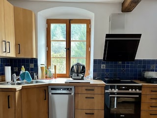 Küche mit Spülmaschine, Herd, Ofen