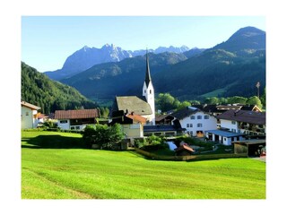 Blick auf Schwendt und Wilden Kaiser