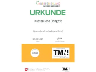 Kinderland Niedersachsen Urkunde