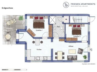 Vakantieappartement Krummhörn Grondplan 22