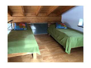 Betten auf der Galerie in der 1. Etage