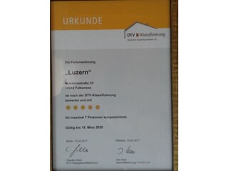 5 stars certifcate from german tourism outhoritiy