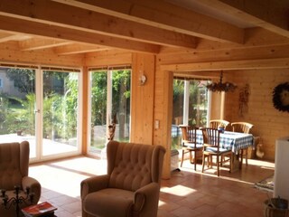 Open living&eating area with sea view