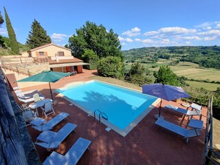 Panorama mit Pool.  Casa al Pino, Riparbella - Toskana