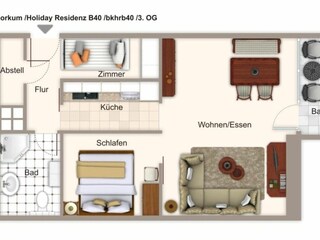Apartamento de vacaciones Borkum Plano de planta 17