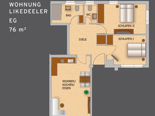 Apartamento de vacaciones Juist Plano de planta 5
