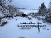 Kall kann auch Winter. Ausblick in den Garten.