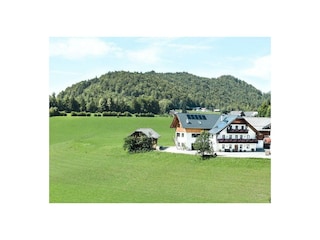 Blick auf den Biobauernhof Seemanngut