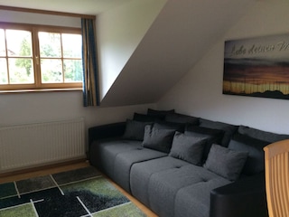 Wohnzimmer Ferienwohnung Bergblick