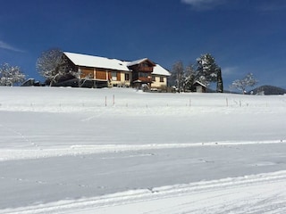 Bramsauloipe direkt vor dem Hof