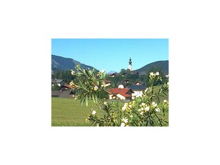 Blick vom Grillplatz zum Dorf