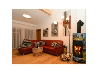 Sofa mit Ofen, Apartment Bergspitz 110m²