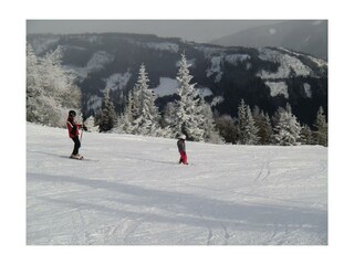 blaue, rote Skipisten für Familien