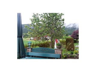 Blick von der Terrasse in den Garten