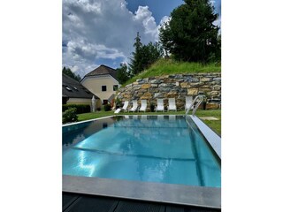 beheizter Swimmingpool im Garten