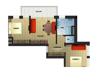 Grundriss Appartement Bergblick