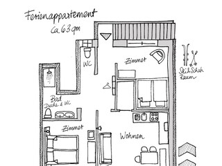 Grundriss Ferienappartement Bergliebe