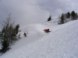 Tiefschnee mit Snowboard