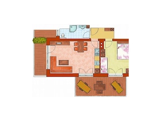 Grundriss Apartment Robin 52m²