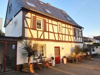 Außenansicht mit Fahrradcage