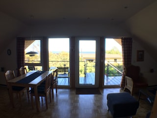 Panoramablick auf den Bodden, den Werder und die Ostsee
